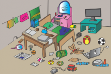 散らかった部屋