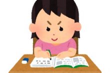 勉強する女の子。