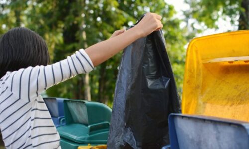 ゴミを捨てている人