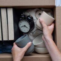 箱にマグを入れているところ