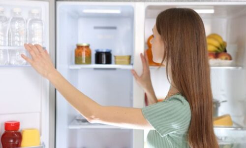 冷蔵庫の中をチェックしている女性